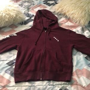 Obey Olde Rose Burgundy Zip Up Hoodie
